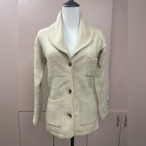 Liz Claiborne VTG Shawl Collar Cardigan size Small lambs wool blend beige